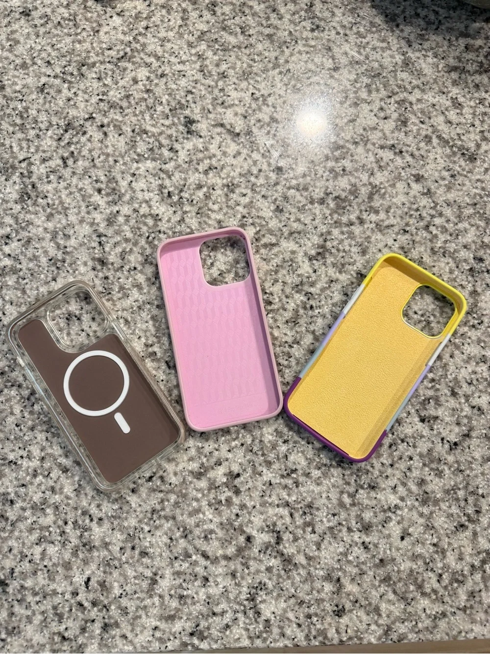 Apple Compatible Pink Heart & Multicolor Stripe iPhone Cases (Set of 3)